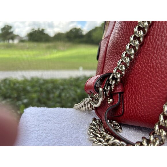 GUCCI  GG SOHO RED PEBBLED CALFSKIN LEATHER CHAIN BACKPACK BAG main image 5